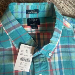 J. Crew Button Down Slim Untucked Shirt (Teal/Pink)